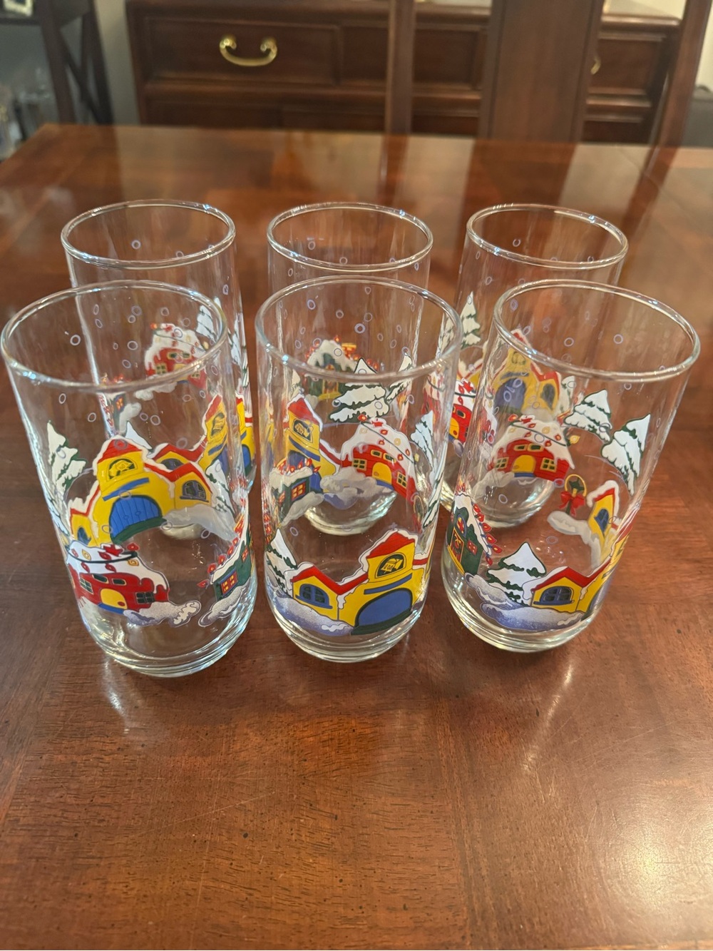 Royal Heritage Christmas Joy Set of 6 Holiday Kitchen Bar Glasses